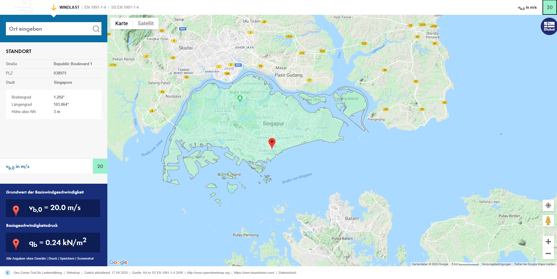 Basic Wind Velocity for Singapore According to NA to SS EN 1991‑1‑4:2009